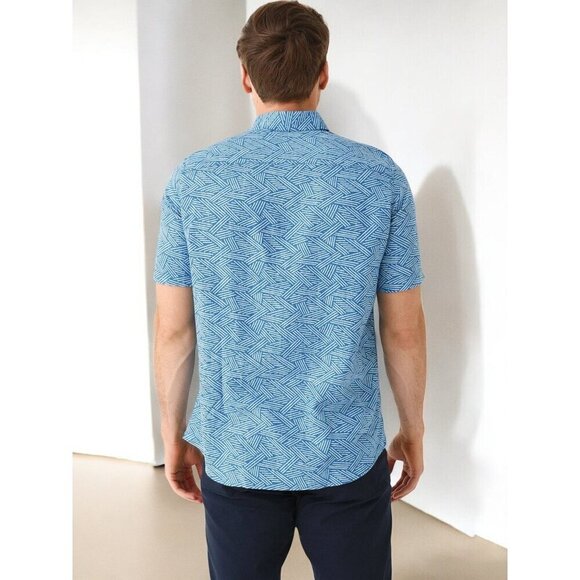 Southern Tide Mens Abstract Scribble Short Sleeve Button Down Linen Shirt 2XL - Picture 3 of 9